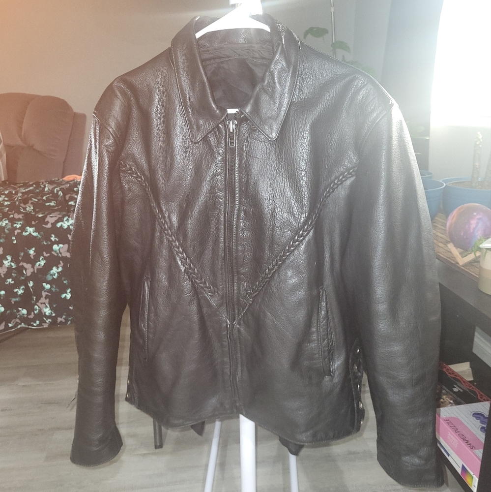 XXL BLACK WOMAN LEATHER JACKET
